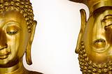 Two half face of gold buddha image