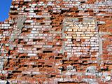 destroyed brick wall 