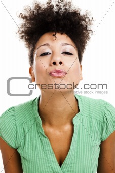 Beautiful woman blowing a kiss