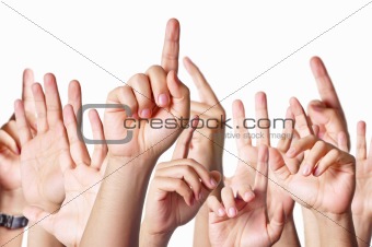 Hands raised together