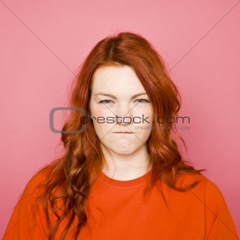 Woman on pink background