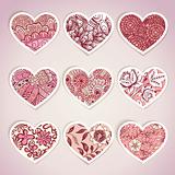 Set of heart shaped labels