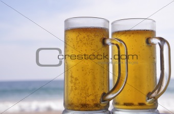 Chilled beer on a sunny day at the beach