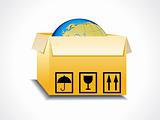 abstract box icon with globe