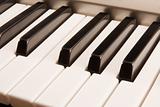 Black and white piano keys close-up