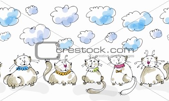 Dreaming cats seamless boarder