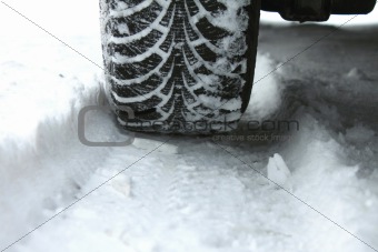 Winter tires in the snow