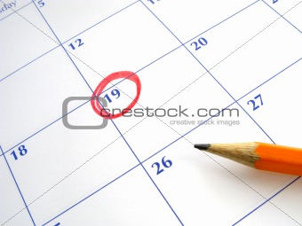 Circled date on a calendar.