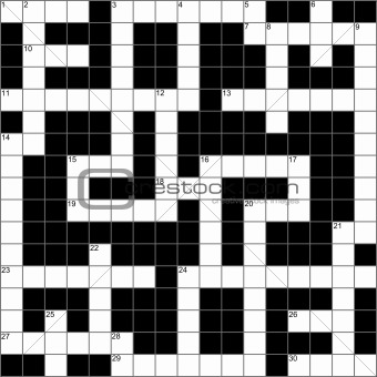 A blank symmetrical crossword puzzle.