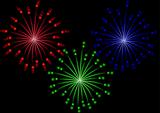 set of colored fireworks effect