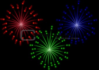 set of colored fireworks effect