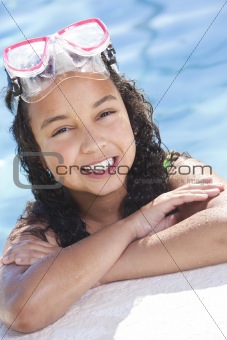 African American Interracial Girl Child In Swimming Pool with Go