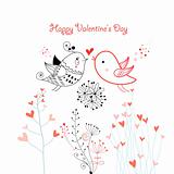 Greeting card with birdies lovers