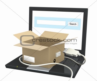 Laptop and open box