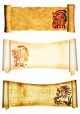 Scrolls with American Indian traditional patterns