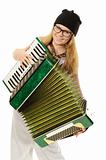  The girl plays an accordion