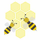 bees on honeycells 