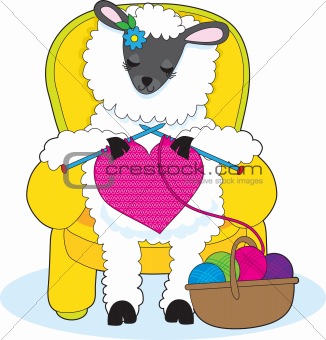 Sheep Knitting Heart