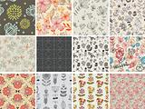 set of different flowers seamless pattern
