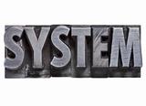 system word in metal type