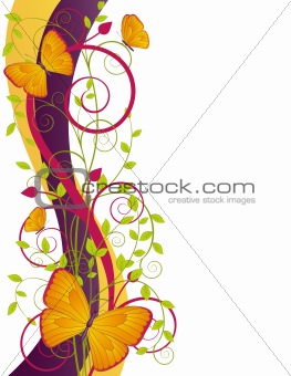 floral illustration with butterflies