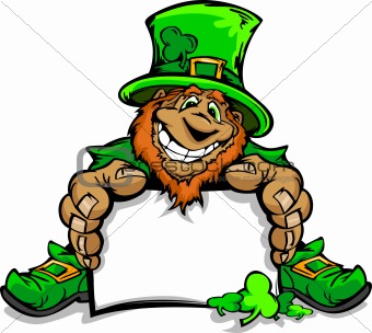 Smiling St. Patricks Day Leprechaun Holding Sign