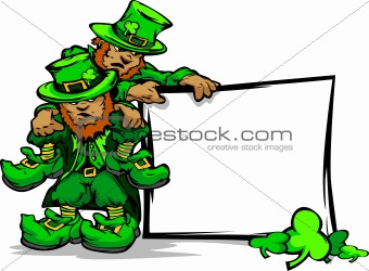 St. Patricks Day Leprechauns Holding Sign