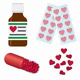Pills with shapes of heart.