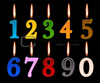 Numbers candles for happy birthday