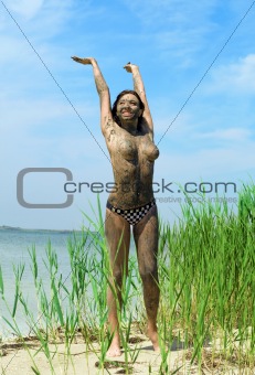 Topless woman