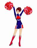 Cheerleader with pom-poms