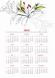 Template for calendar 2013 with flowers 
