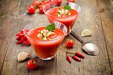 Gazpacho on wooden table