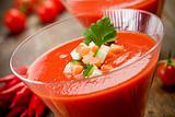 Gazpacho on wooden table