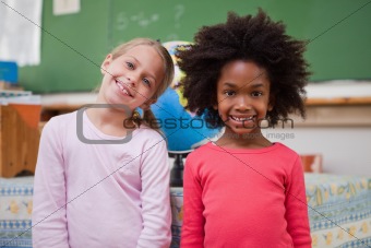 Cute schoolgirls posing