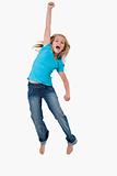 Portrait of a cheerful girl jumping