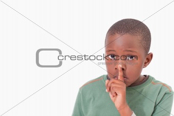 Boy asking for silence