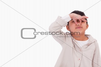 Girl pinching her nose