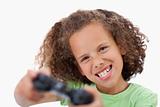 Girl playing a video game