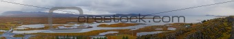 Panoramic view to a lake