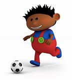 boy playing soccer