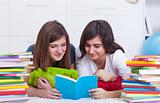 Teenager girls study together