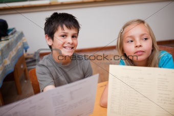 Pupils receiving their school report