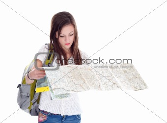 Girl reading map