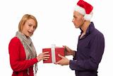 Christmas gift - Man giving a present to a girl