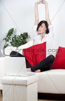 young woman on laptop at home