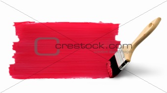 Paint brush painting red