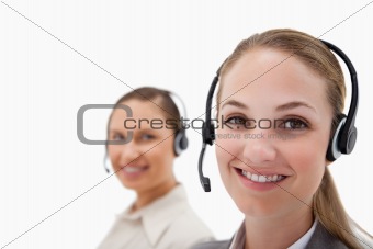Young operators using headsets