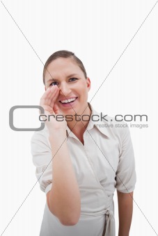 Portrait of a businesswoman yelling