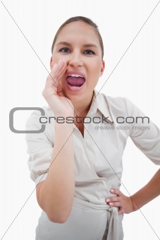 Portrait of a businesswoman shouting